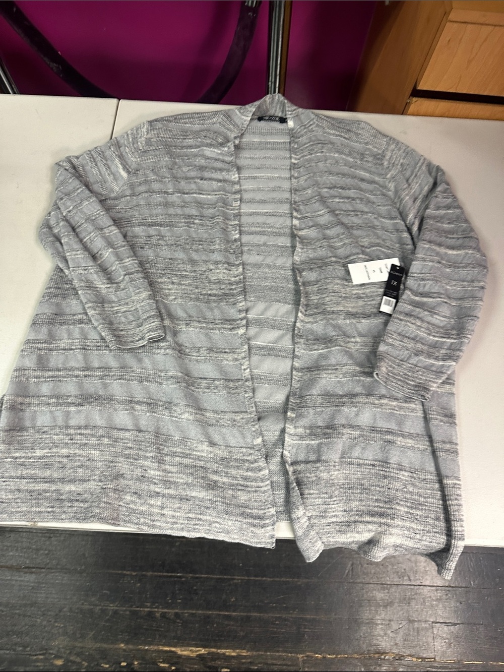 NIC+ZOE Light Gray Open-Front Cardigan NWT 1XL